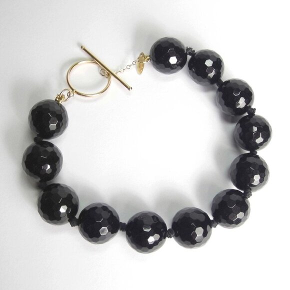 13.87 CTW Black ONYX 10KY GOLD Briolette Bracelet - Picture 5 of 7